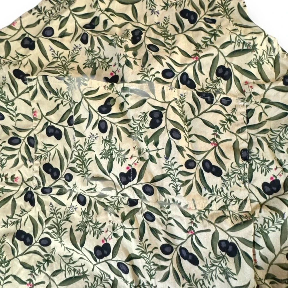 Kay Dee Designs Olive Print Kitchen Apron Green Cotton Front Pocket Tuscany